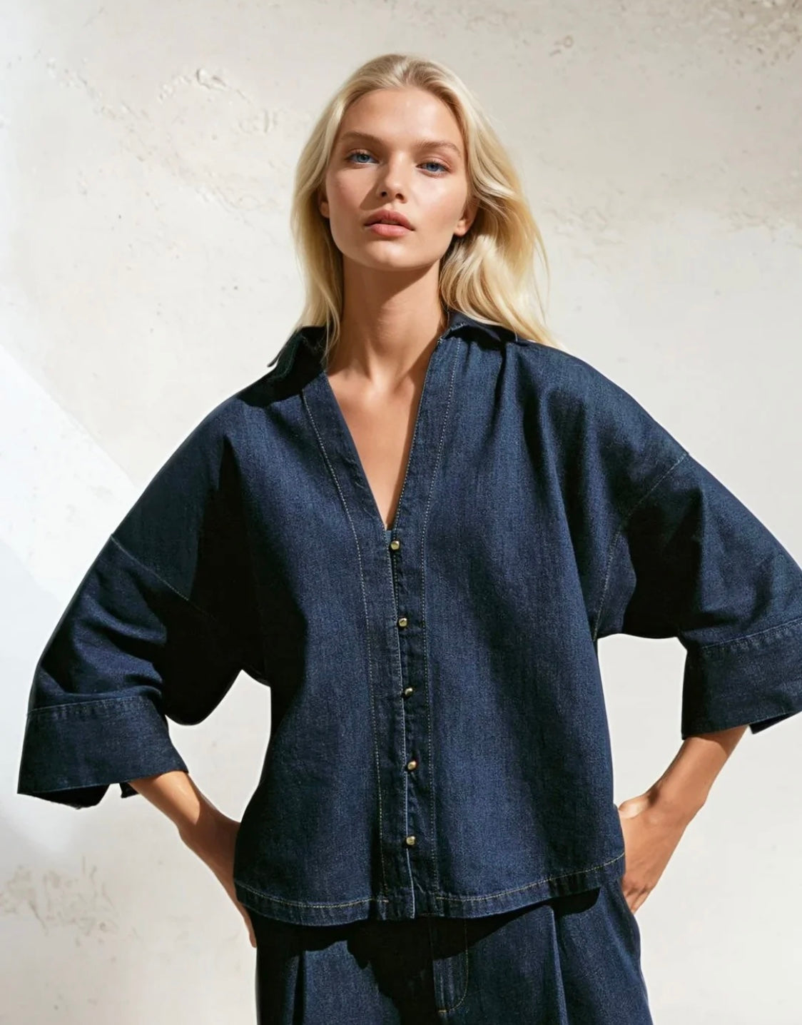 The Denim 3/4 Sleeve Top