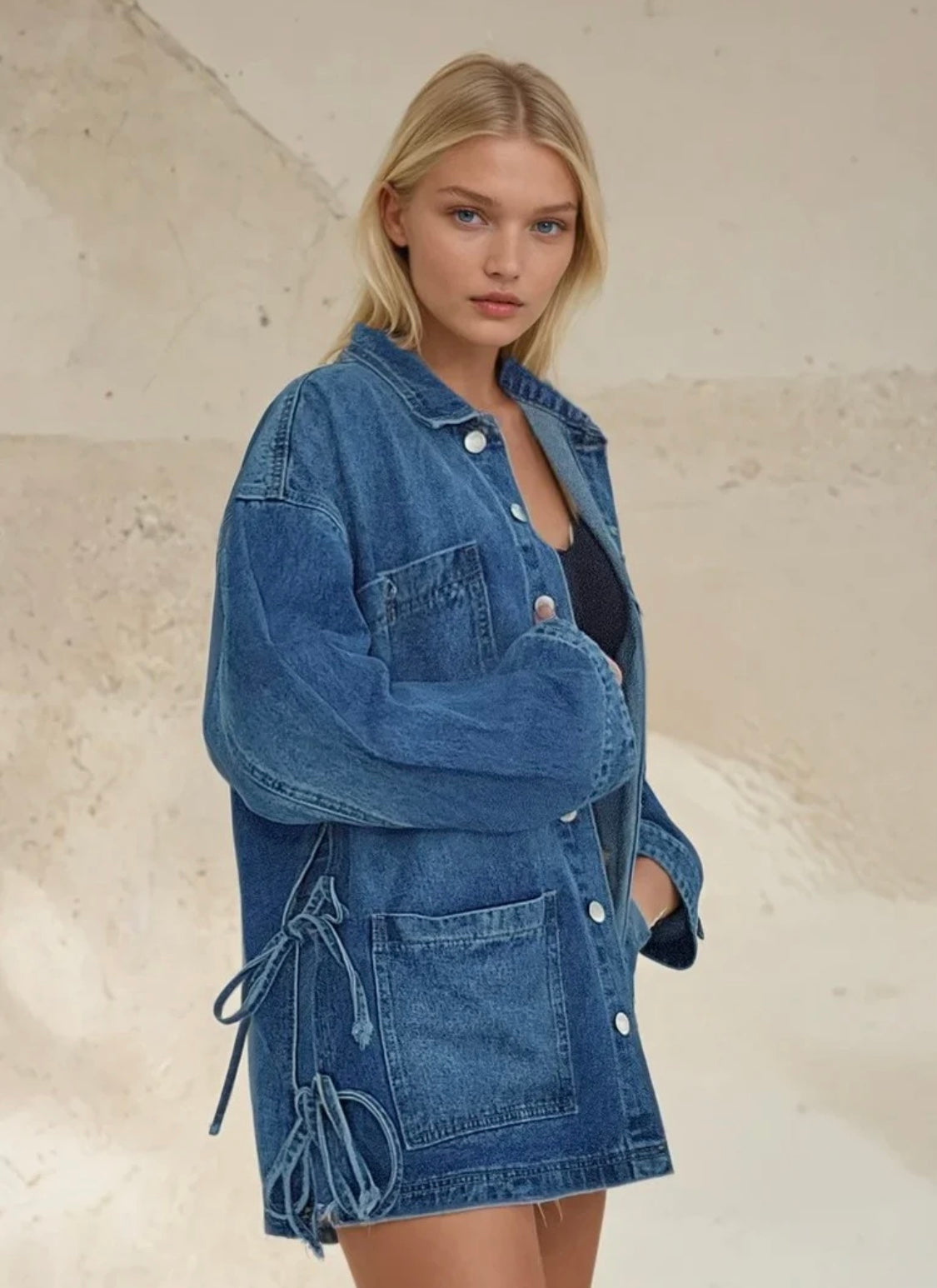The Side Tie Denim Jacket