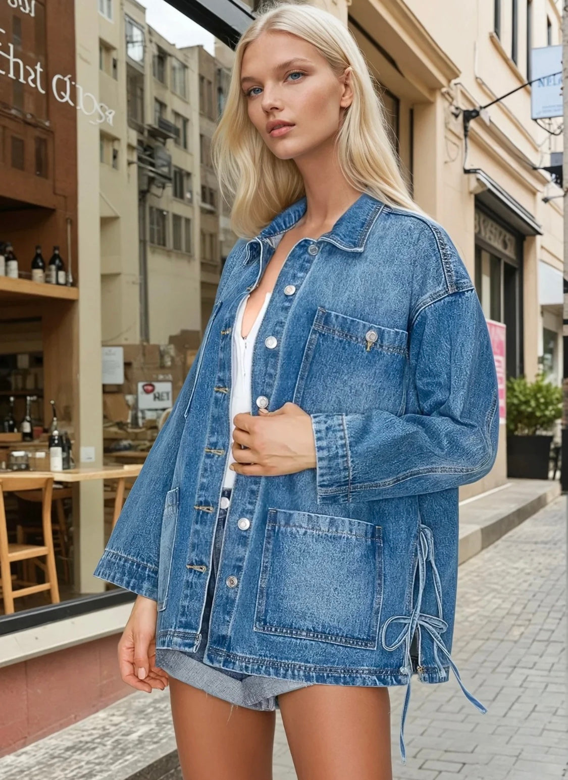 The Side Tie Denim Jacket