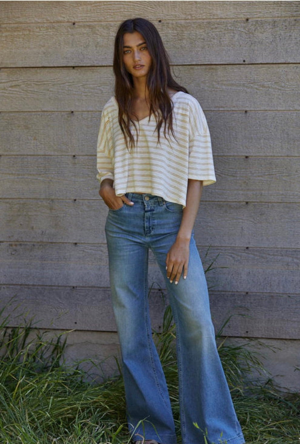 The Yellow Stripe Crop Tee